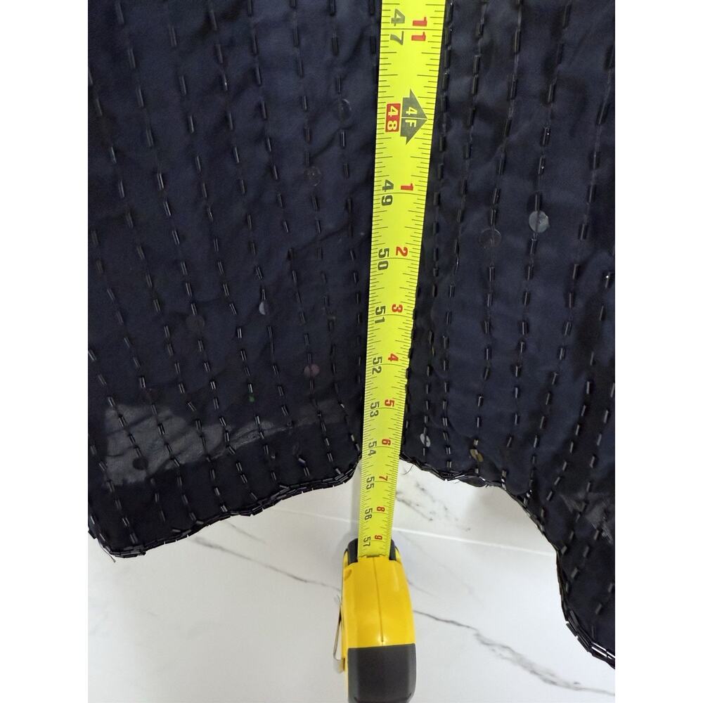 Beaded Silk Laurence Kazar Evening Gown Large VTG Dress Black White Regal Art - Picture 10 of 16